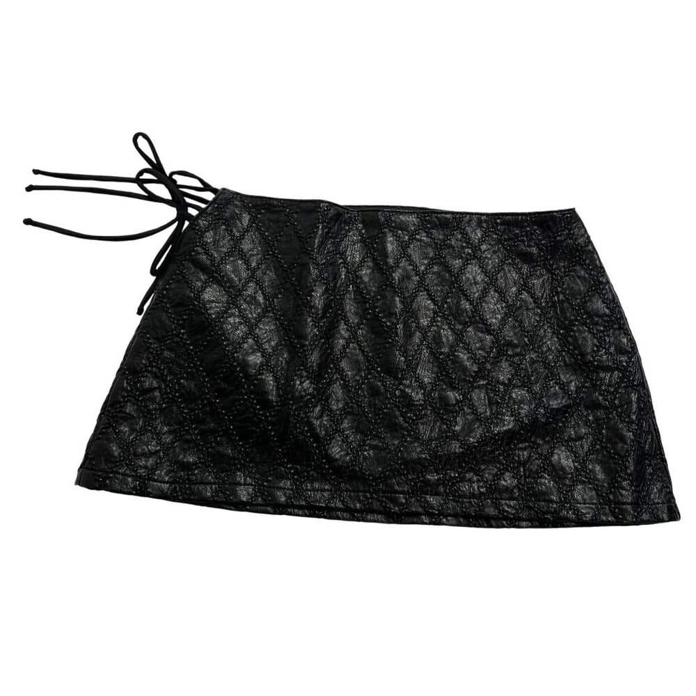 By Gianna Lulu Mini Skirt in Quilted Black